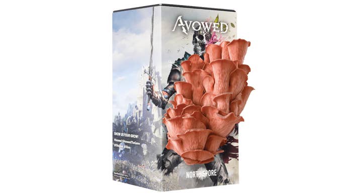 Avowed mushrooms grow out of a box.