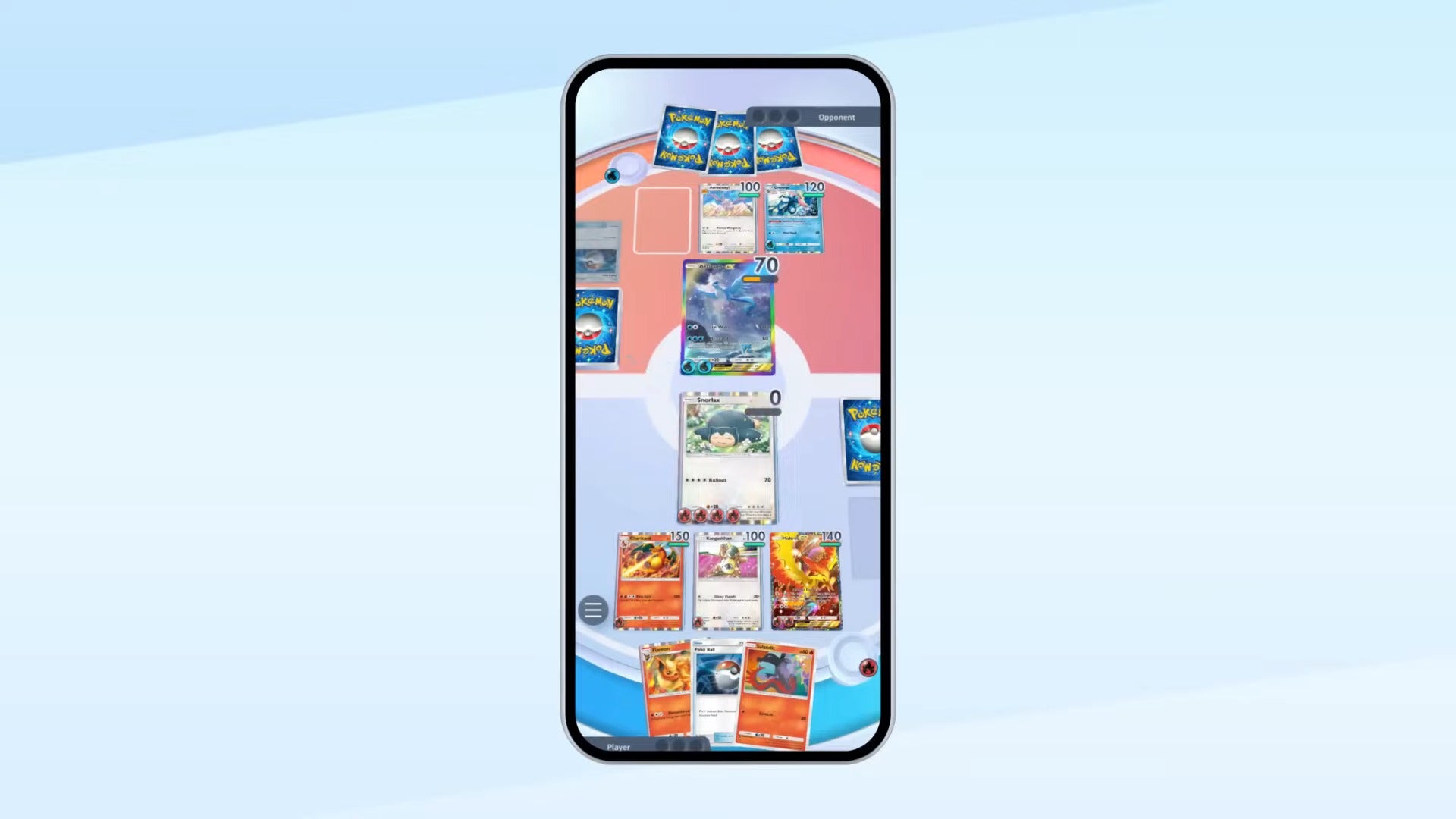 Two players can be seen battling one another in Pokemon TCG Pocket on a mobile device - 1