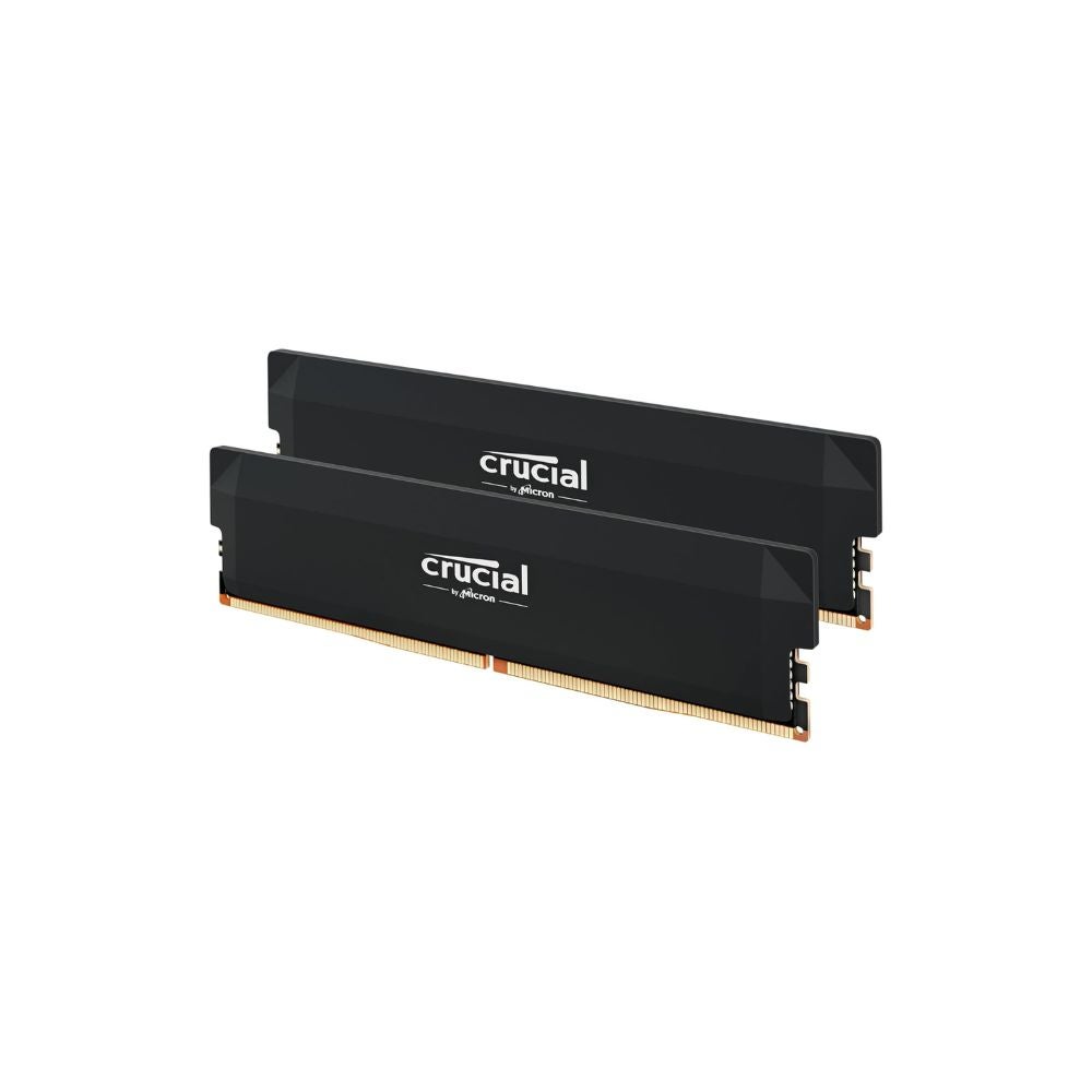 Crucial Pro DDR5 RAM 32GB Kit (2x16GB) 6000MHz CL36, Overclocking Desktop Gaming Memory, Intel XMP 3.0 &amp; AMD Expo Compatible - Black CP2K16G60C36U5B on a white background