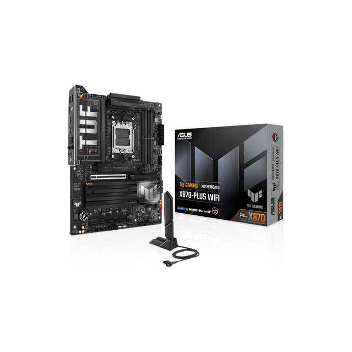 ASUS TUF Gaming X870-PLUS WiFi AMD AM5 X870 ATX Motherboard on a white background