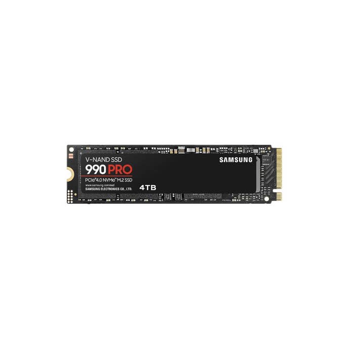 SAMSUNG 990 PRO SSD 4TB PCIe 4.0 M.2 on a white background
