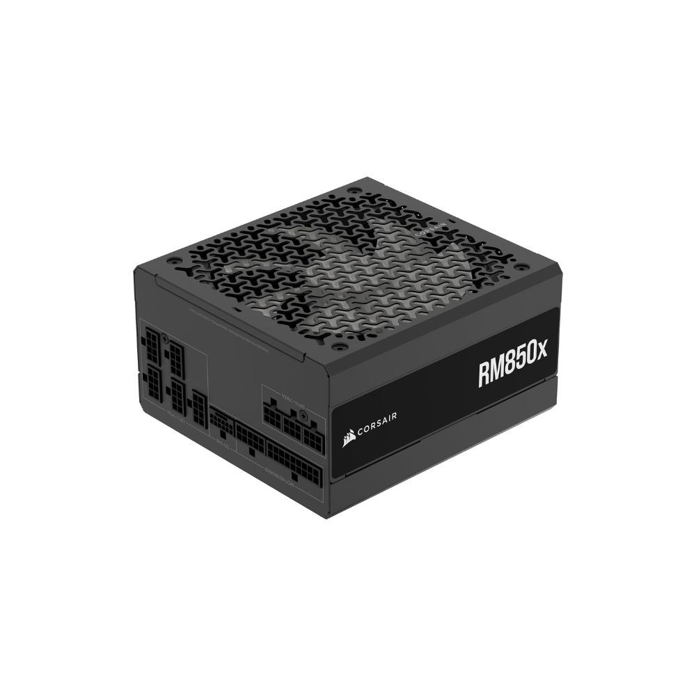 CORSAIR RM850x Fully Modular Low-Noise ATX Power Supply on a white background