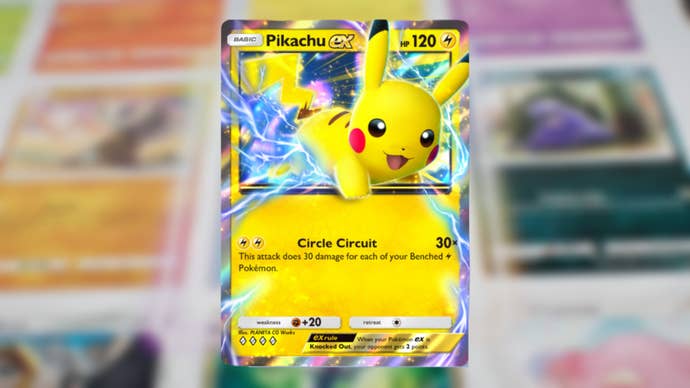 The Pikachu ex card from Pokemon TCG Pocket is shown