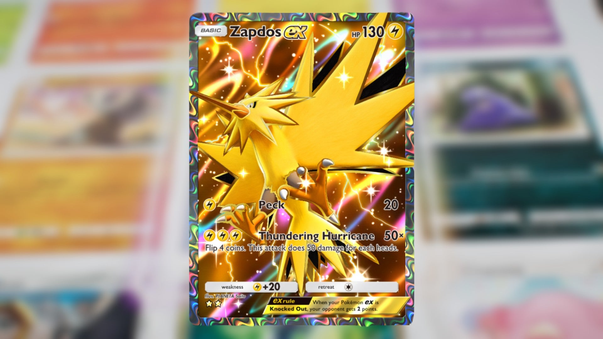 The Zapdos ex card from Pokemon TCG Pocket is shown - 1