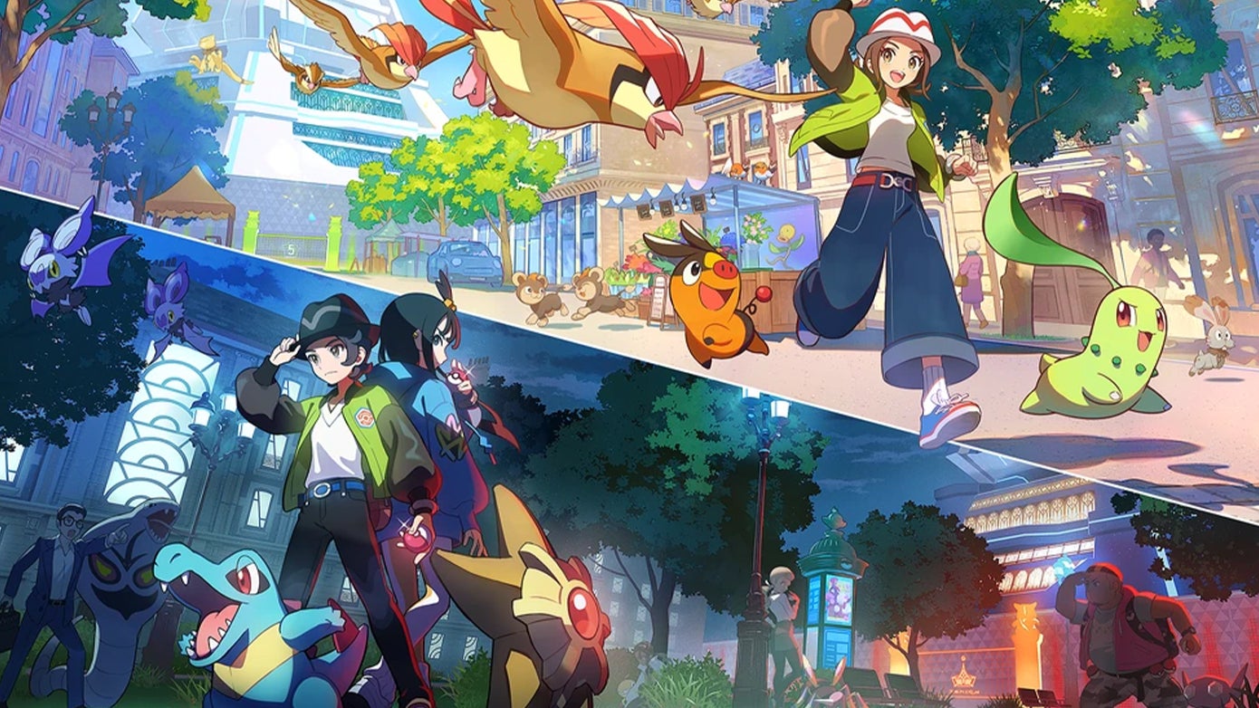 The top right-corner shows the trainer avatar exploring Lumiose City during the day, while the bottom left-hand corner shows the trainer preparing for battle at night.