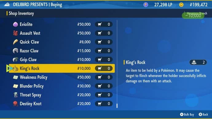 The King’s Rock item in Pokemon Scarlet and Violet