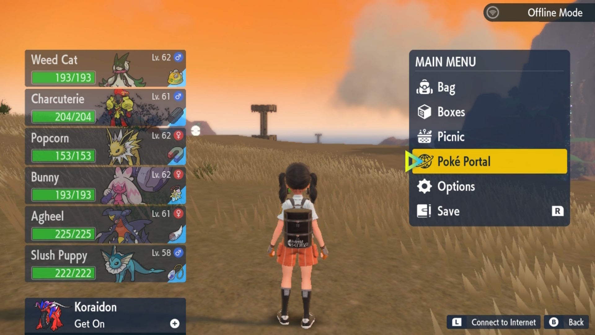 The Poke Portal option is shown in the Pokemon Scarlet and Violet menu - 3