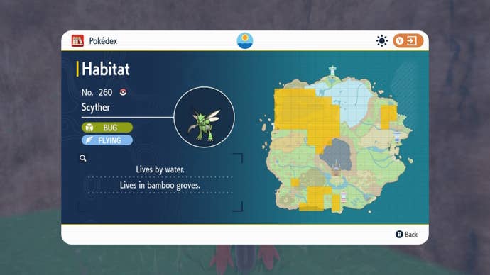 Scyther's habitat in Pokemon Scarlet and Violet