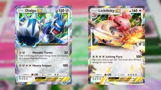 The Dialga ex and Lickilicky ex cards from Pokemon TCG Pocket's Space-Time Smackdown booster expansion is shown