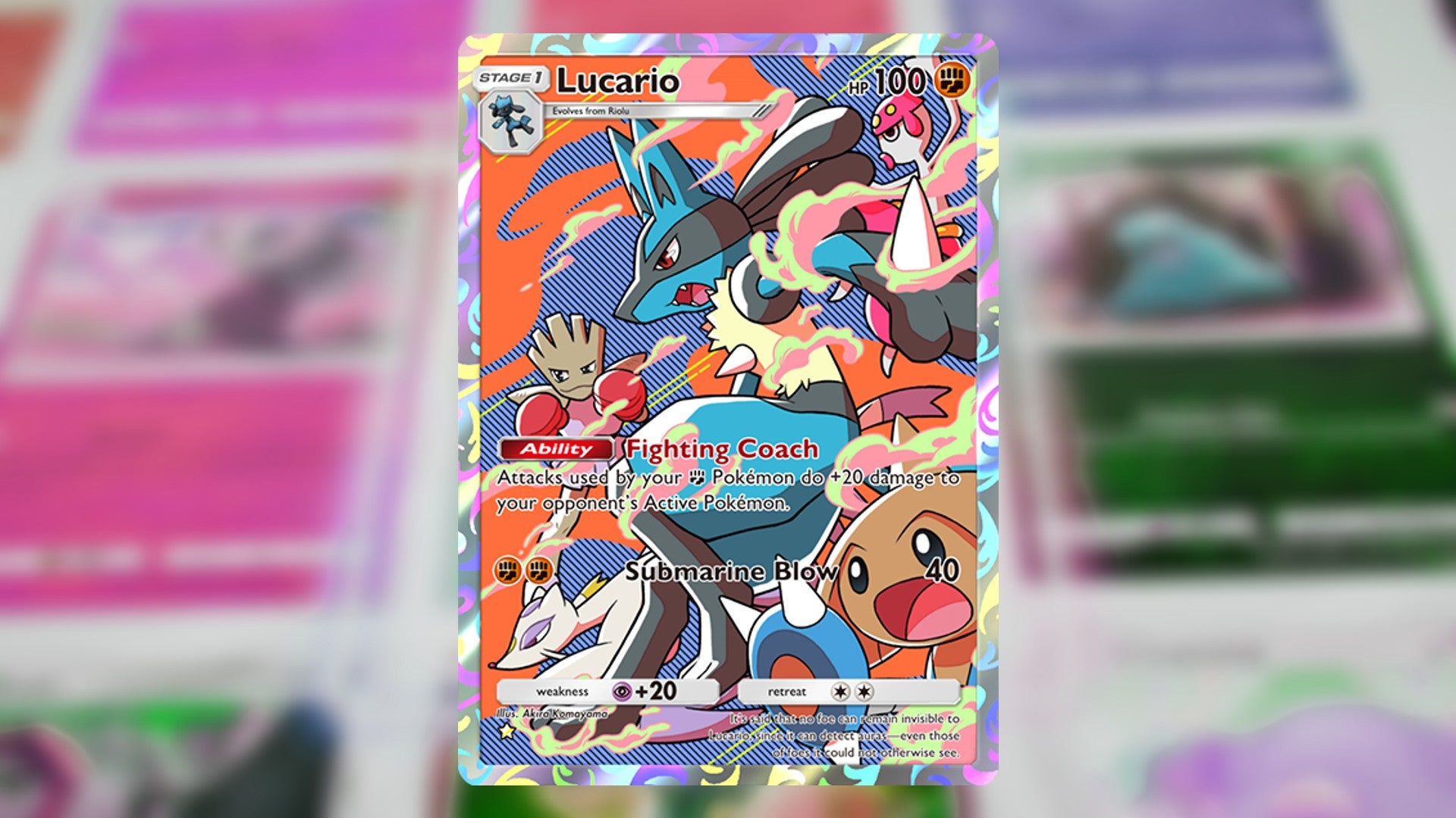 The Lucario card from Pokemon TCG Pocket's Space-Time Smackdown booster expansion is shown - 1