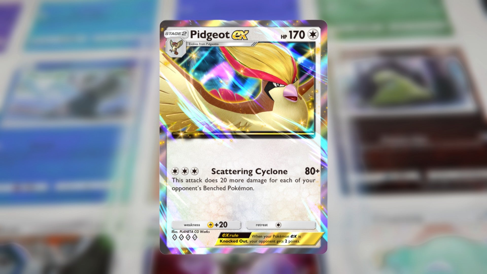 The Pidgeot ex card of the Mythical Island set is shown in Pokemon TCG Pocket - 19