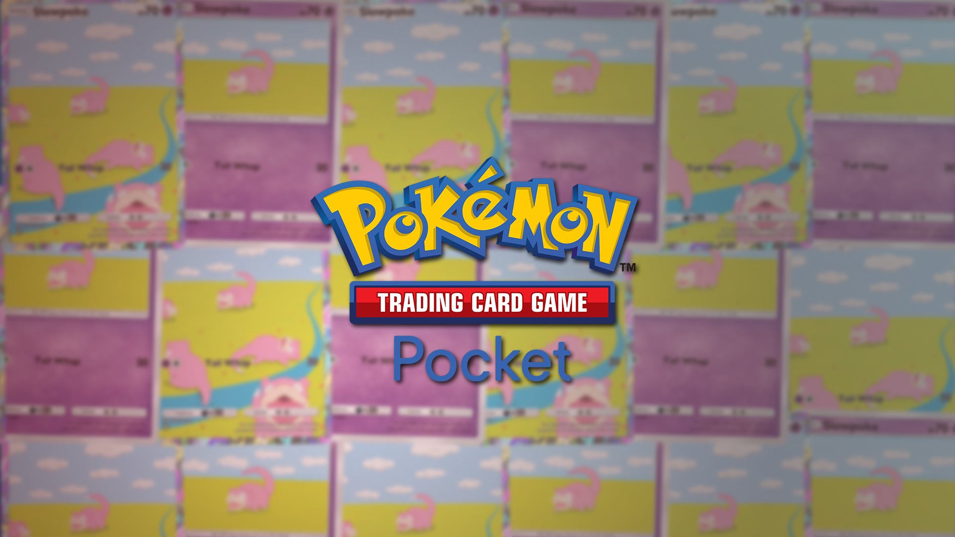 A collage of Slowpoke TCG Pocket cards with the Pokemon TCG Pocket logo over the top - 1