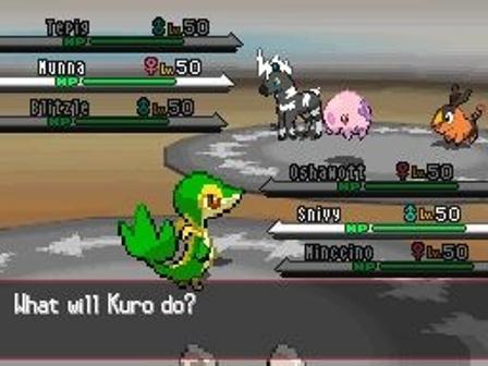 Snivy, Oshawott, and Minccino go into battle against Tepig, Munna, and Blitzle in Pokemon White