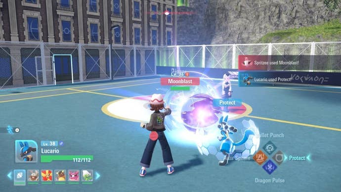 A trainer battles with real-time mechanics in Pokemon Legends ZA.