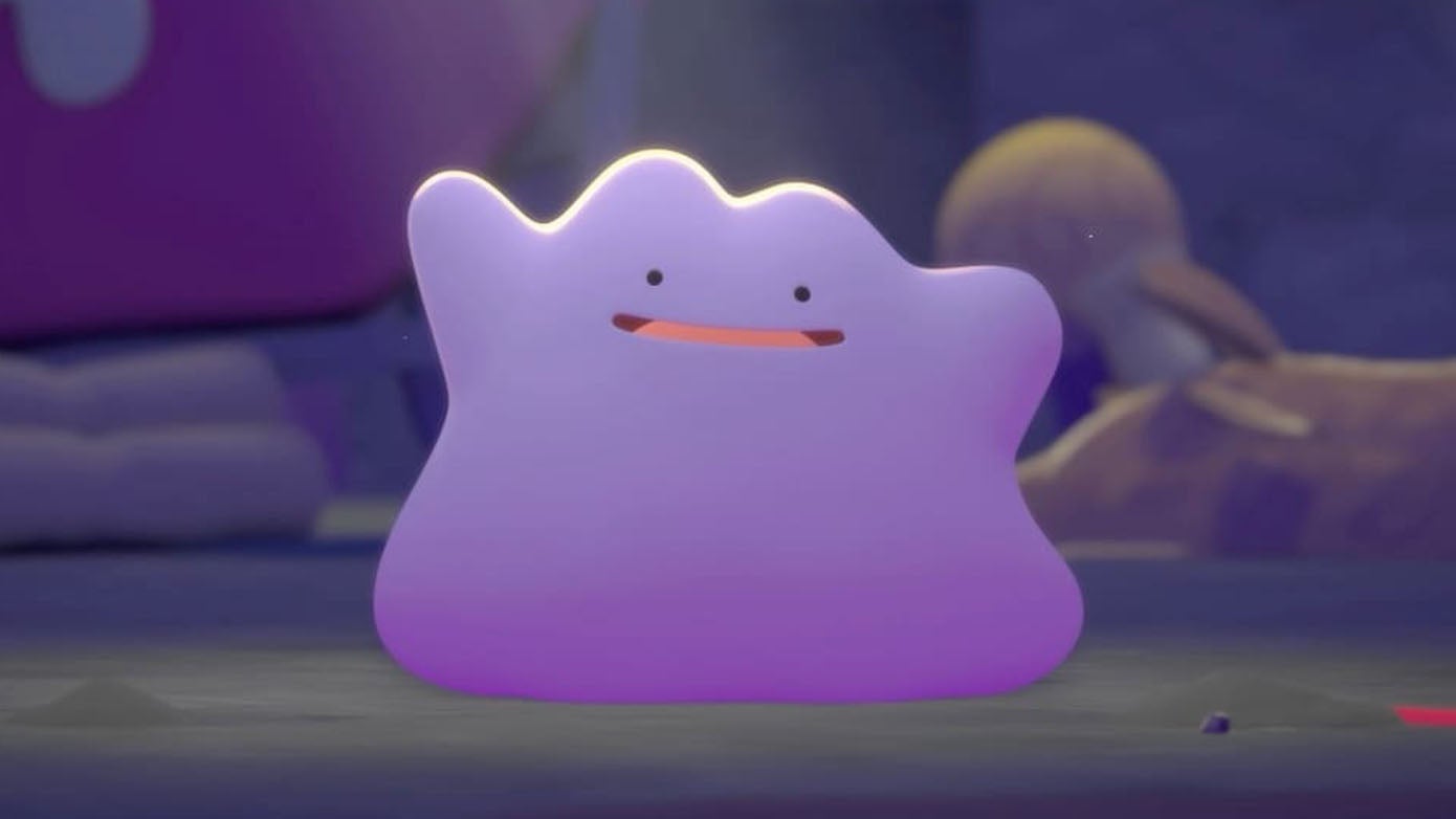 An up-close look of Ditto in Pokopia.