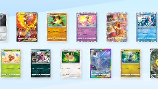 Pokémon TCG Pocket trailer screenshot showing multiple cards in a collage
