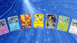 Pokémon TCG Pocket header image showing a number of cards across a blue sparkling background