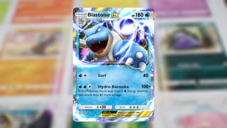 The Blastoise ex card in Pokemon TCG Pocket is shown