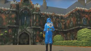 The player looks up at Croft Manor in PowerWash Simulator