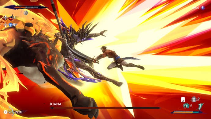 Sargon strikes a wolf boss in Prince Of Persia: The Lost Crown