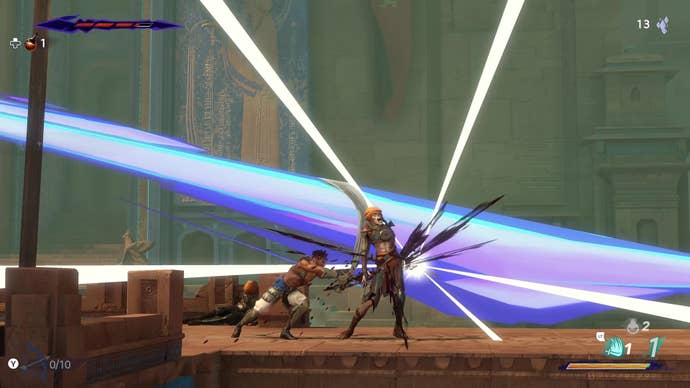 Sargon slices a zombie monster from behind in Prince Of Persia: The Lost Crown