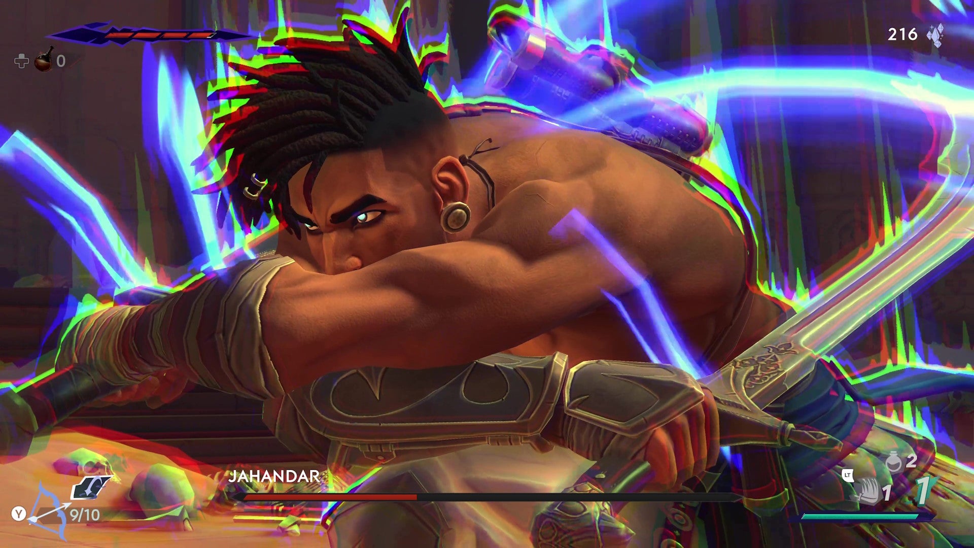 Sargon crosses his arms ready to strike in a special attack in Prince Of Persia: The Lost Crown - 1