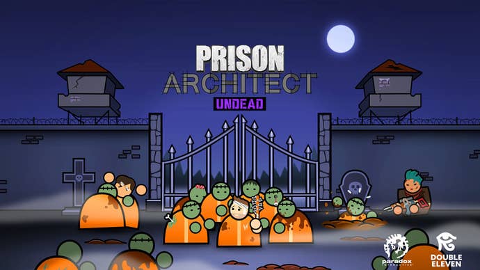The key for Prison Architect’s Undead expansion, showing zombies attacking prisoners.