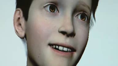 Project Milo tech demo screen showing the face of a young boy against a white background