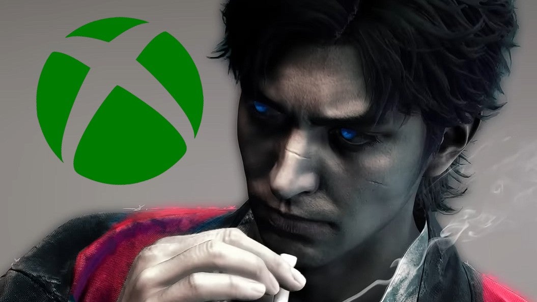 Promo image for Stranger Than Heaven showing a male with very blue eyes smoking. An Xbox logo is in the upper left hand corner