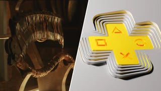 PS Plus logo and Bloodborne weapon