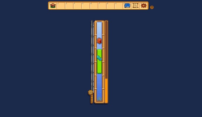Stardew Valley's fishing mini-game bar in browser game Pufferdle.