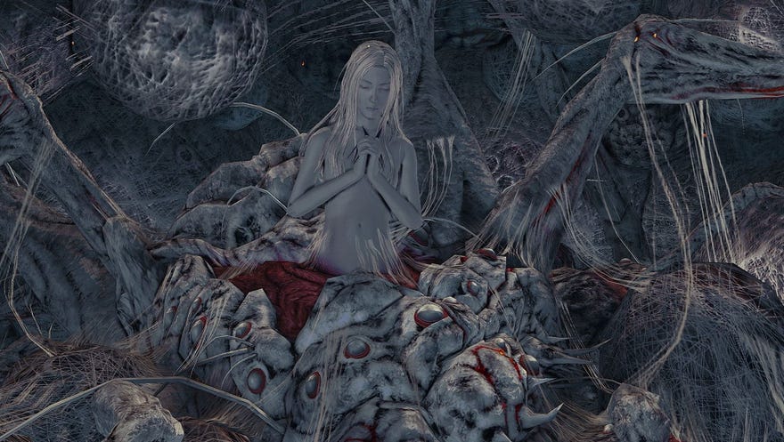 Quelaana, Daughter of Chaos, a spiderlady from Dark Souls