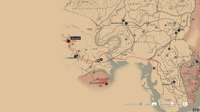A waypoint marks Mount Shann on the Red Dead Redemption 2 map