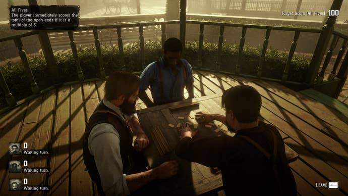 Arthur plays dominoes in Saint Denis in Red Dead Redemption 2
