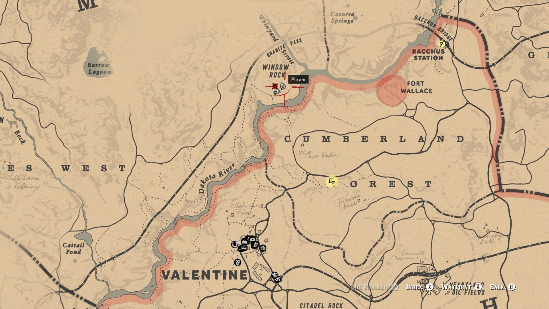 A waypoint is shown on the Red Dead Redemption 2 map, showing where to find the Hunter Hatchett - 10