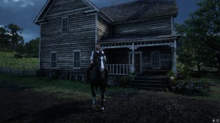 Arthur Morgan stands in front of Mary's old home in Valentine in Red Dead Redemption 2