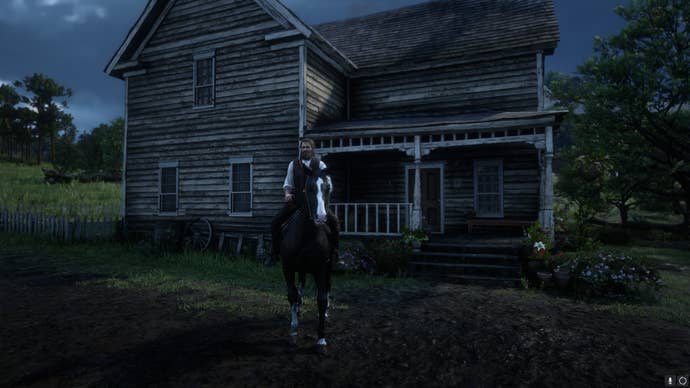 Arthur Morgan stands in front of Mary’s old home in Valentine in Red Dead Redemption 2