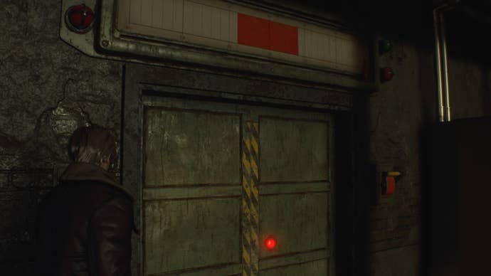 Leon and Ashley pull the levers of a locked door in Resident Evil 4 Remake