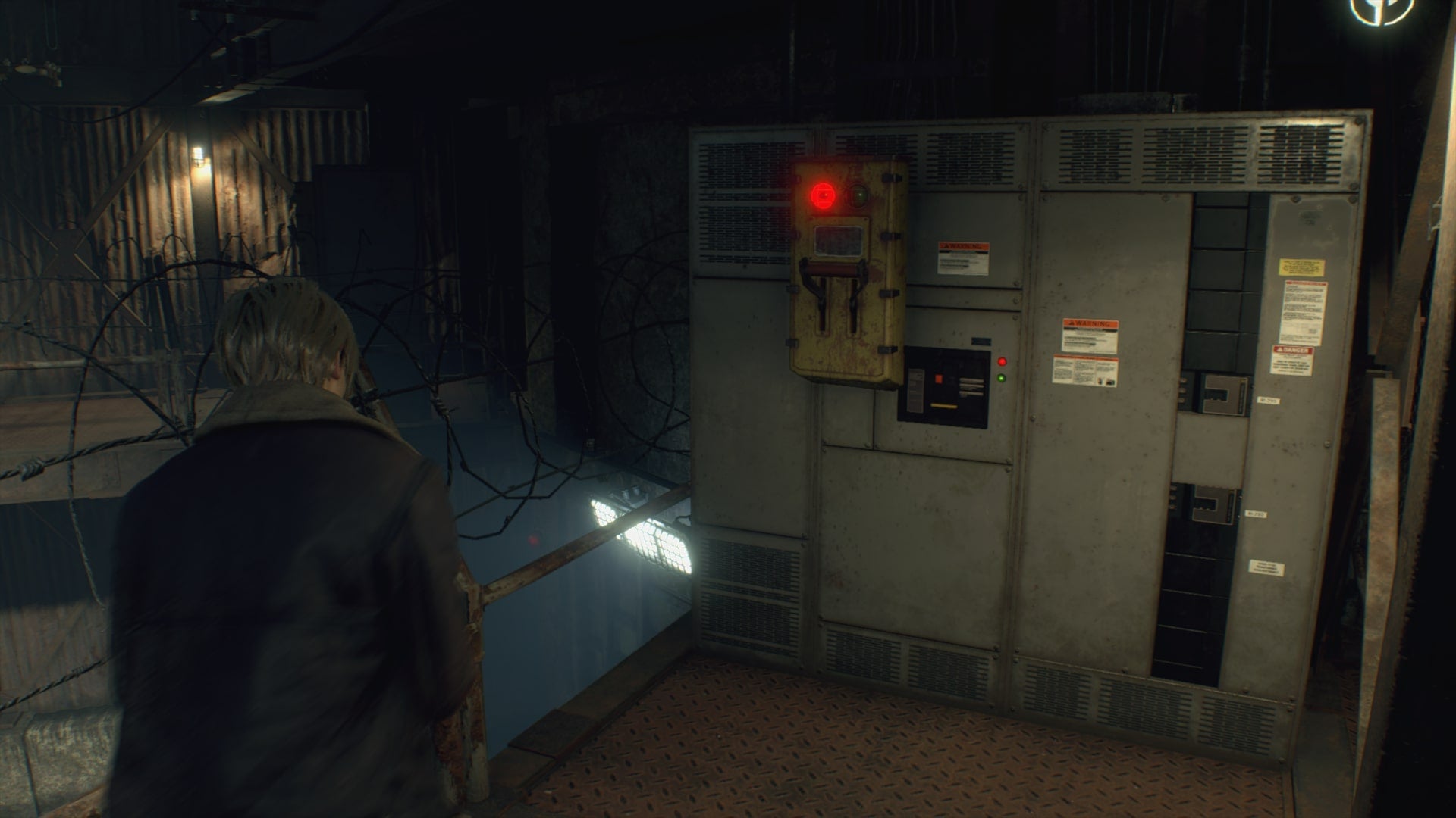 Leon faces a lever in Resident Evil 4 Remake