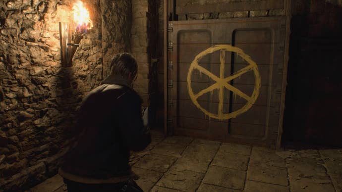 A door that is opened using a wheel in Krauser's battlefield in Resident Evil 4 Remake