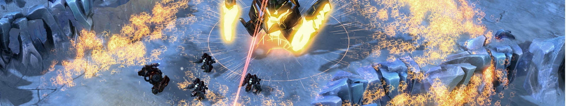 An image of StarCraft 2. Futuristic military units are engaged in battle. - 28