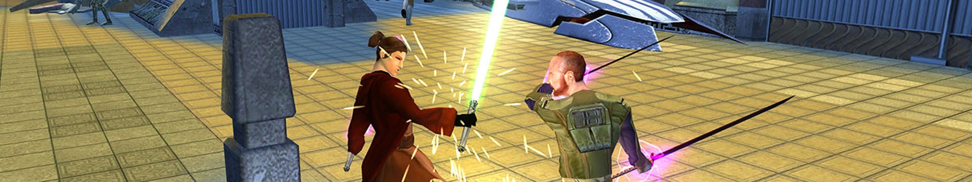 A shot of Jedi fighting in Star Wars: Knights of the Old Republic - 66