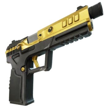 menu view of the ranger pistol which is black on the bottom and gold at the top