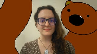 Guides writer Rebecca Jones with Horace the endless bear