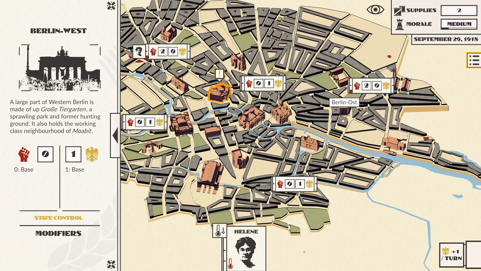 Overthrow the Kaiser in Red Echoes: Berlin, a Weimar-era turn-based strategy game in the style of Suzerain