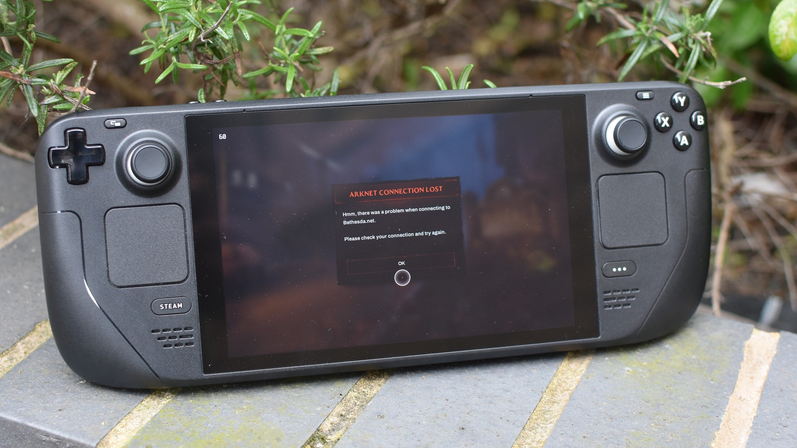 Redfall running on a Steam Deck.