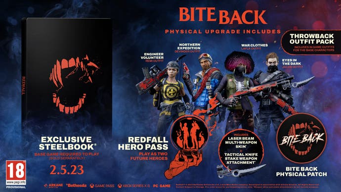 Image showing the various pieces of DLC included in the Redfall Bite Back Edition