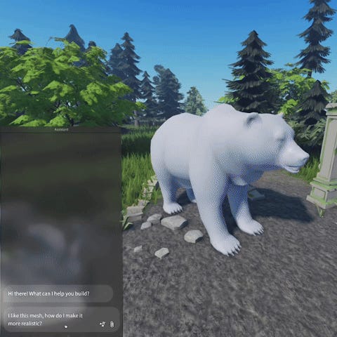 Roblox Texture Generator demo GIF of a bear being rendered with various textures and clashing styles