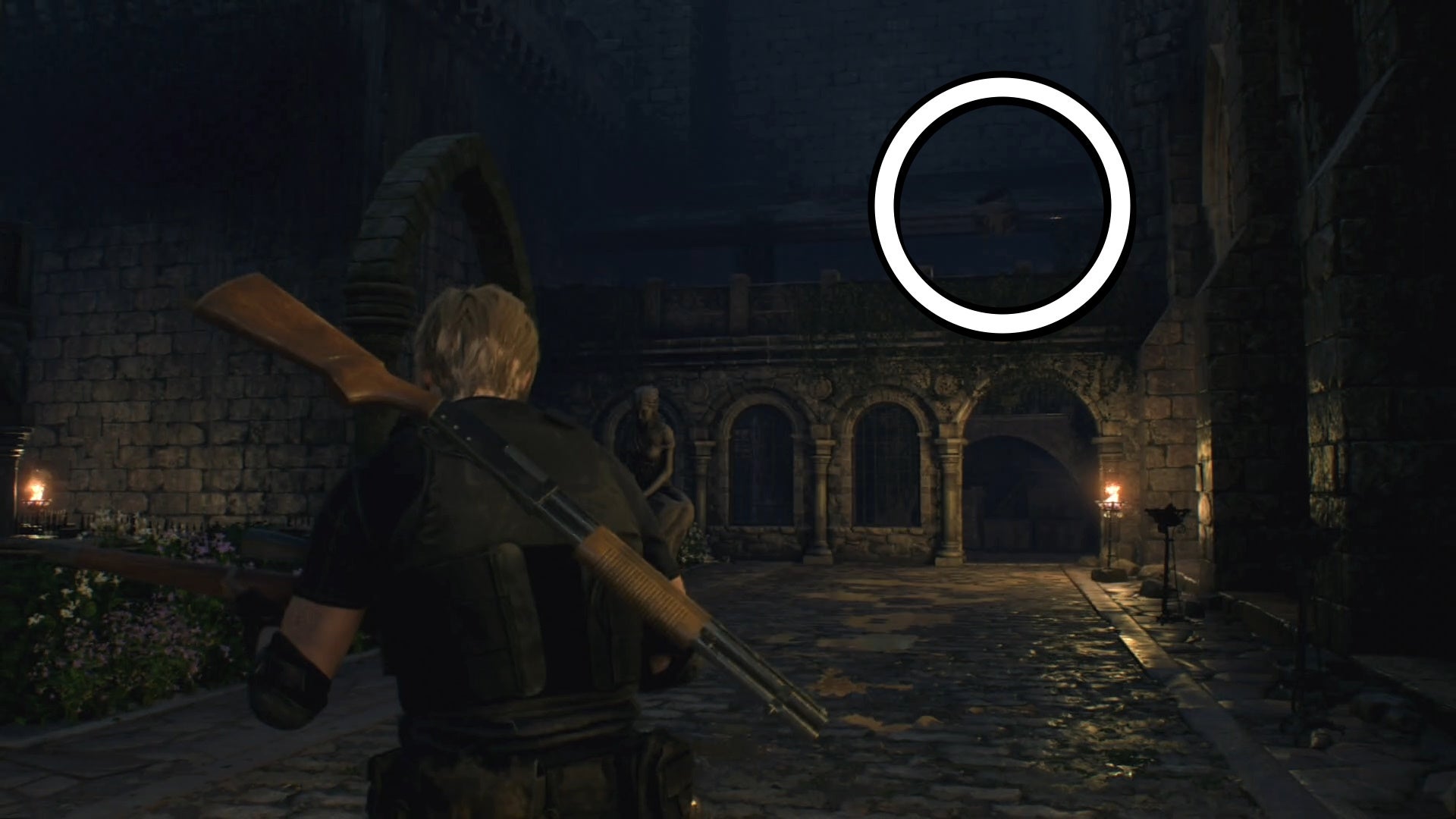 Resident Evil 4 Jewel Thief crow nest location in Courtyard 