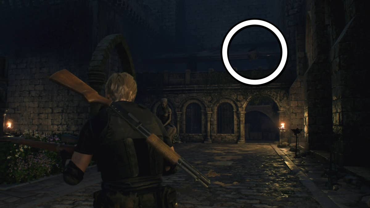 Resident Evil 4 Jewel Thief crow nest location in Courtyard